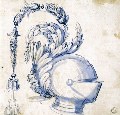 Sketch for a Visored Helmet by Giuseppe Arcimboldo